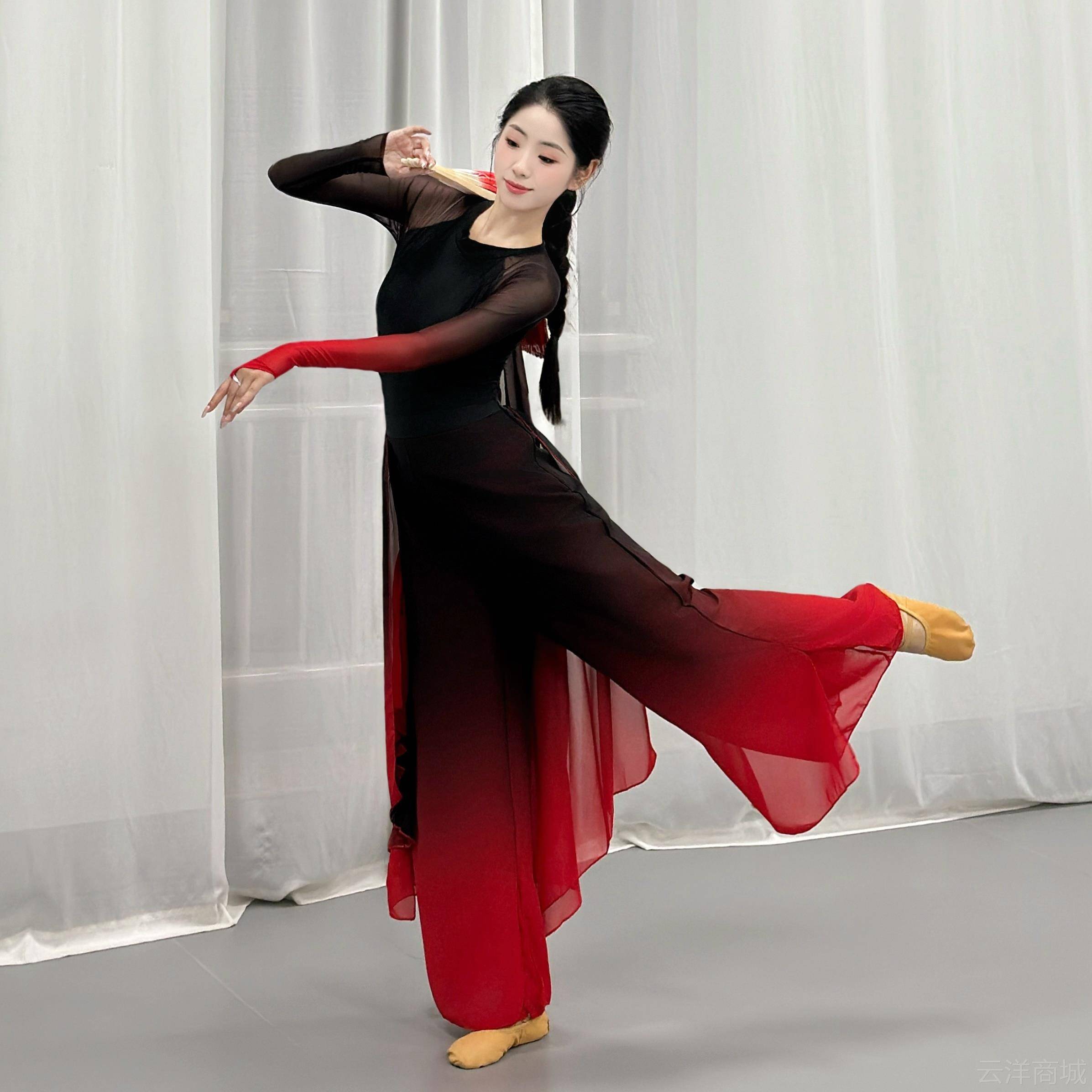 正品古典蹈表演服女飘逸舞子扇舞象王行演出中服国风胶州练功服秧