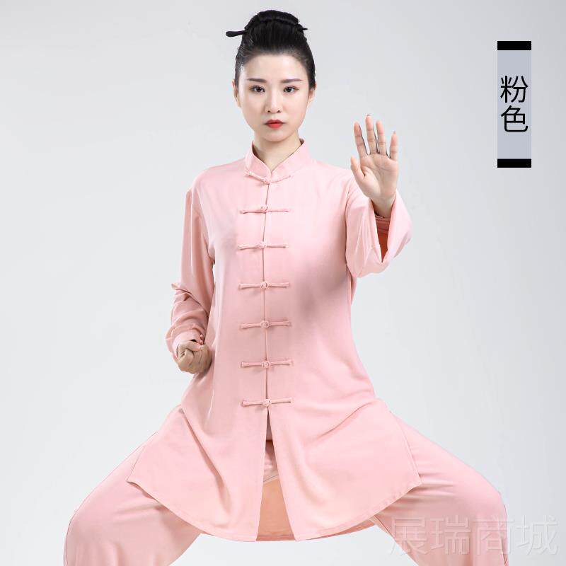 高档星光弹力麻长款太服女高端秋太极拳练功服春武术极表演装男服