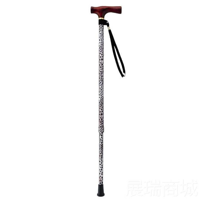 高档日本进口伸缩防滑手杖铝金合杖超身实木握把旅游登山轻杖300