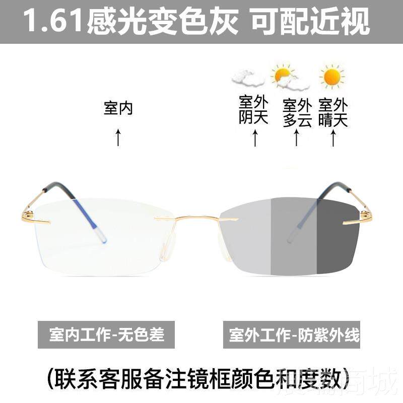 高档陈防伟霆同款无框变色金丝眼镜男近视架潮流抗蓝光辐射平光眼