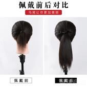 高档真发马尾辫子假全真发发马尾女带短款 双马尾薄自然高低 绑轻式