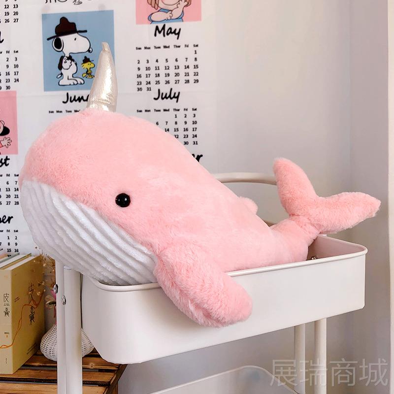高档鲨鱼抱枕玩偶生抱睡觉女抱小的公仔男生款阿呜毛绒玩具鲸鱼可