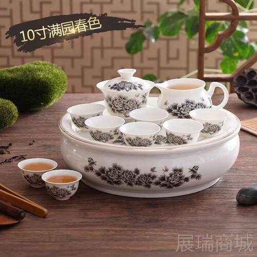 高档高档骨瓷传统潮汕功茶具夫茶整套约家用小杯泡茶壶茶碗简盖碗
