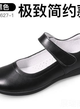 高档童黑皮鞋女大童软底真皮主公鞋儿童白色舞2025春新款学生演蹈