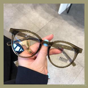 高档网防辐近射蓝光眼镜女超轻圆大框素颜红款视镜可配有度眼数韩