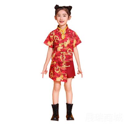 高档啦啦队儿童六一装幼园潮唐男国童演出服中国风儿喜庆班女童表