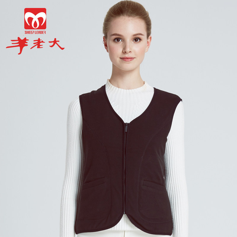 羊老大坎肩女 加厚羊毛蚕丝背心外穿加厚防风 女士保暖上装WJ8202