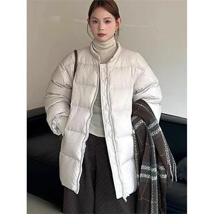 小个子时尚纯色拉炼保暖棉服女秋冬2025新款巨好看加厚中长款外套