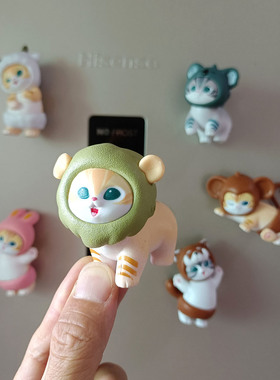 卡通萌系立体鲨鱼猫冰箱贴