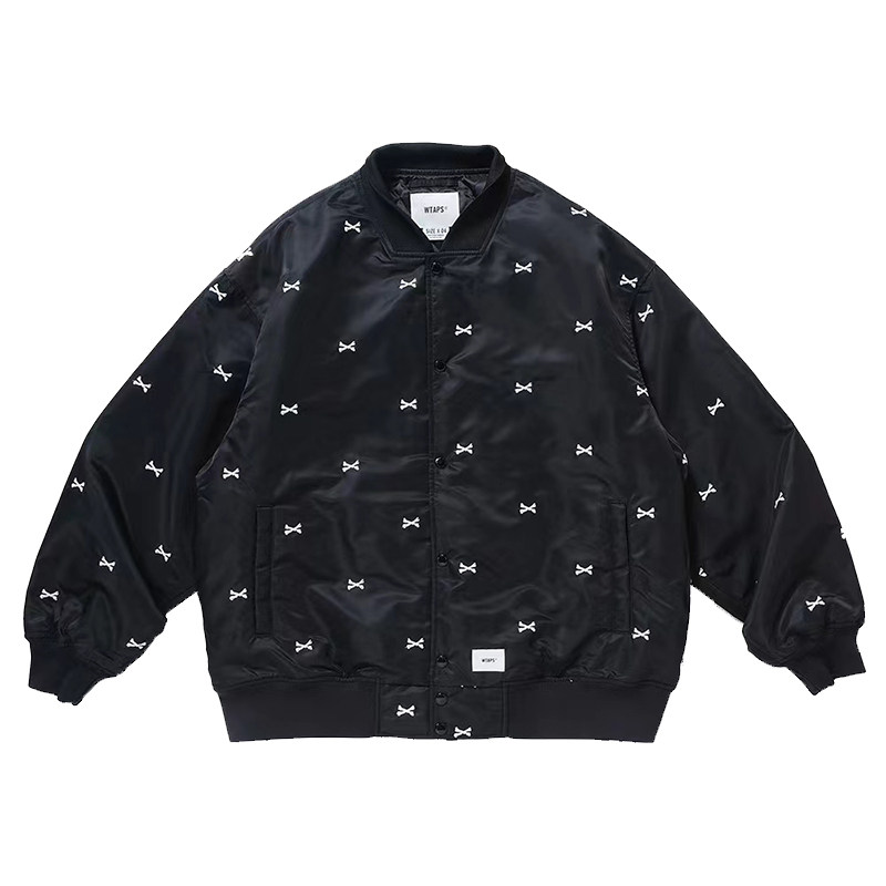 재고 정리 WTAPS TEAM|PACKET 완전 자수 뼈 야구 유니폼 플러스 코튼 재킷 SHAWN YUE 스타일 22SS