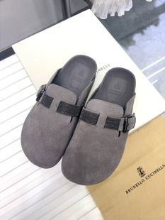 BC勃肯鞋2024夏季新款女士时尚个性休闲磨砂皮包头拖女外穿半拖鞋