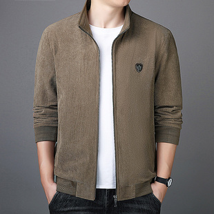 高端立领灯芯绒夹克男士2025秋冬新款商务休闲加绒加厚保暖外套男