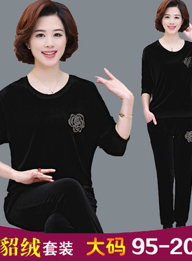 胖妈妈加绒厚运动服中老年女装