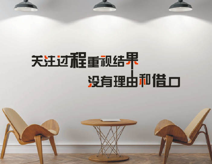公司企业办公室创意激励墙贴纸画关注过程重视结果没有理由和借口