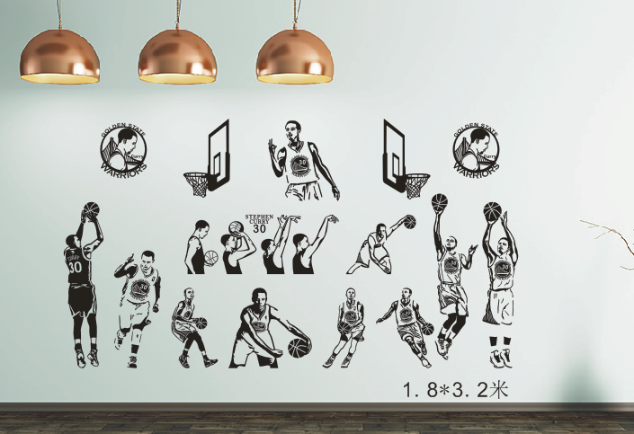 NBA勇士篮球明星斯蒂芬库里 酒吧体育馆男生宿舍床头装饰墙贴纸画,家居饰品,文化墙贴,淘宝优惠券,粉丝福利购,淘宝优惠卷