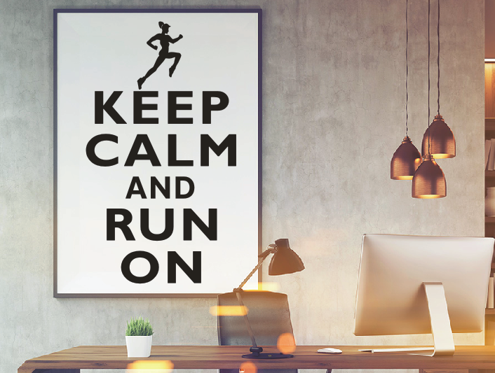 办公室会议室酒吧走廊英文励志海报墙贴纸keep calm and run on
