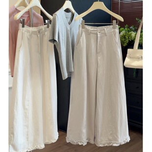 女夏季 阔腿裤 2026新款 慵懒风高腰显瘦休闲裤 子 韩版 宽松九分裤 时尚