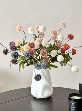 跨境蒲公英仿真花束家居客厅装饰摆件5头葱球菊假花婚庆拍照道具