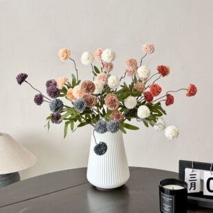 饰摆件5头葱球菊假花婚庆拍照道具 跨境蒲公英仿真花束家居客厅装