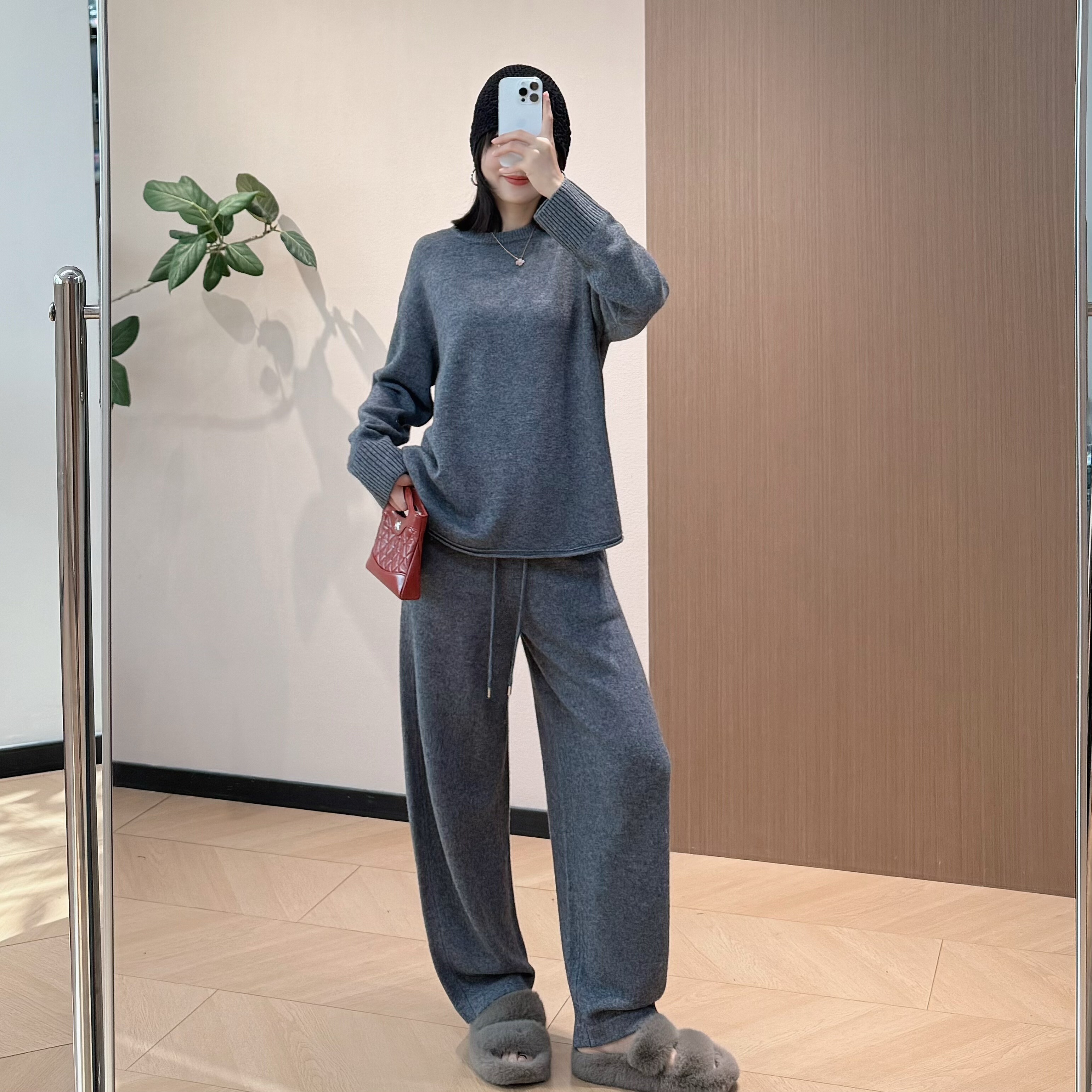 松弛感拉满～mc 绵羊毛山羊绒宽松上衣+针织裤
