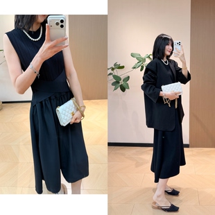 怒推！上身纸片人！高智感设计师交叉绑带小黑裙简约大气连衣裙