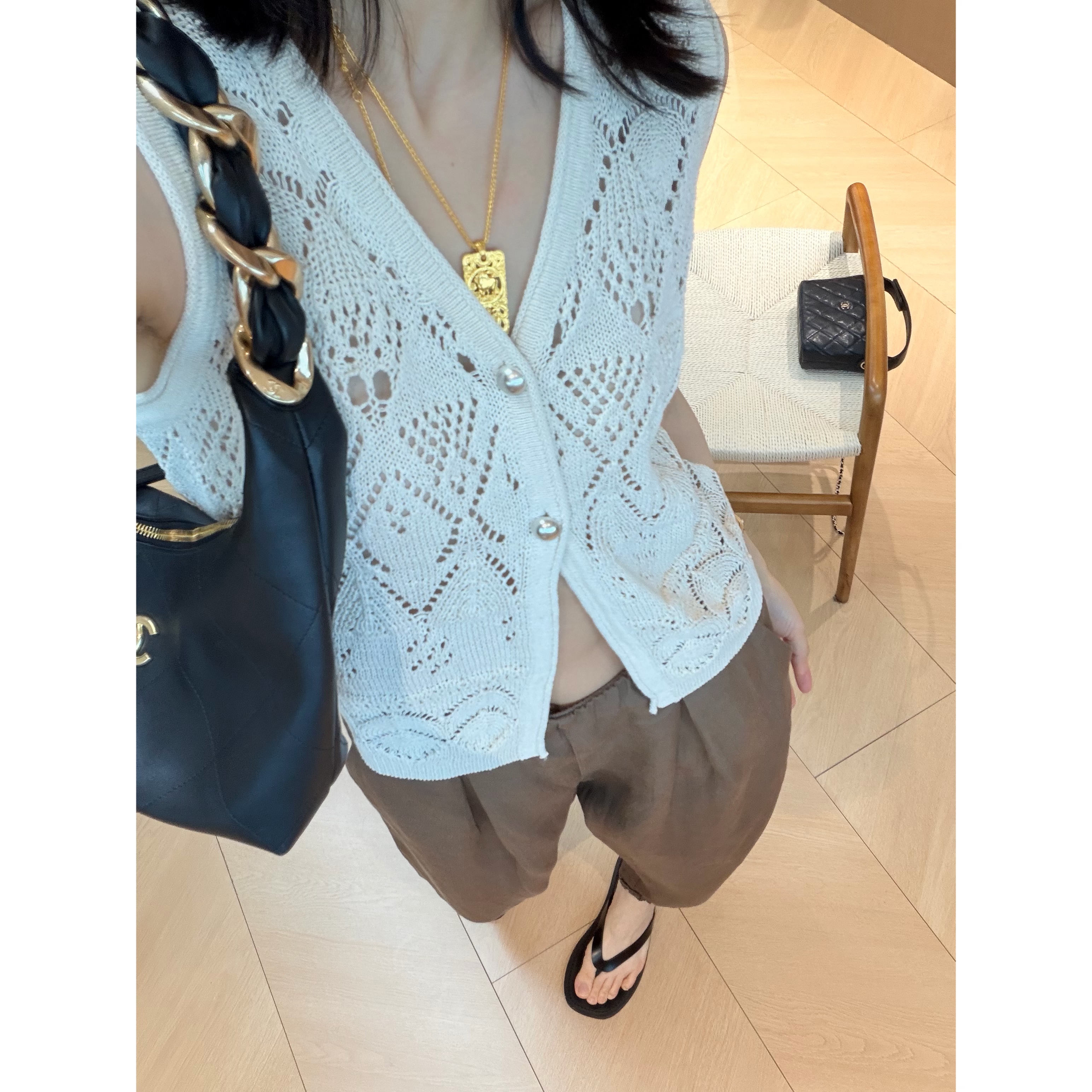 1Ro 钩织度假法式针织背心