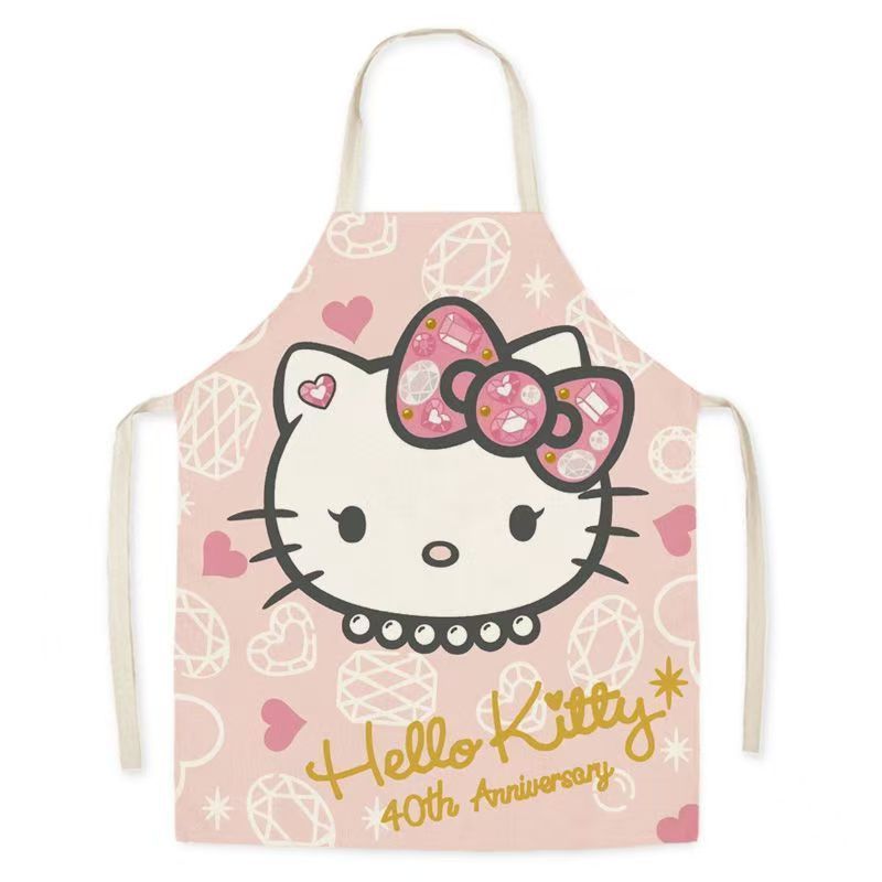 可爱成人卡通猫少女无袖围裙猫时尚厨房做饭布艺家居围布