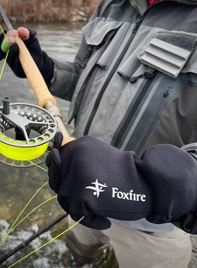日本FOXFIRE氯丁胶保暖耐磨露指操控溪流路亚飞钓防滑防护手套