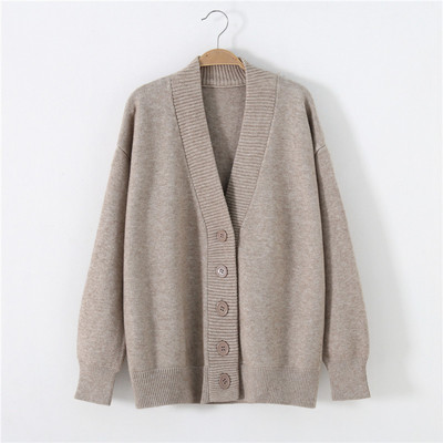 秋季新款黑色v领毛衣外套女法式复古慵懒风宽松长袖针织外搭上衣