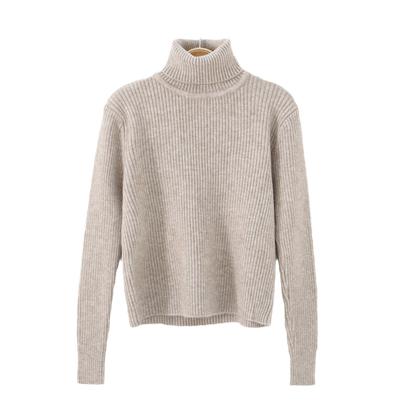 高领毛衣女套头高腰修身显瘦坑条