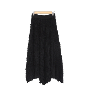 针织流苏中长款半身裙女 秋冬加厚显瘦高腰毛线裙不规则百褶A字裙