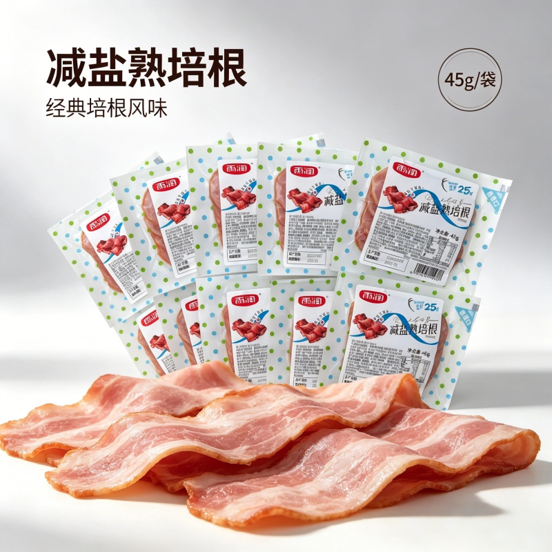 雨润减盐熟培根45克开袋即食猪肉培根片早餐三明治手抓饼煎饼食材