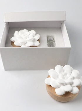 现货礼盒装车载家居香薰扩香石木底座多肉款石膏香水精油挥发摆件