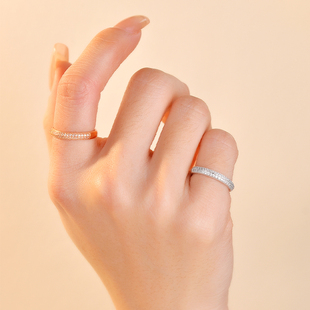 高级超闪两排钻纯银戒指小碎钻尾戒女小指超小号尺寸脚趾戒2号3码