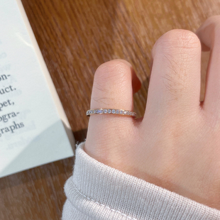 满钻戒指排钻小碎钻尾戒小指女极小小拇指18k黄金彩金色男