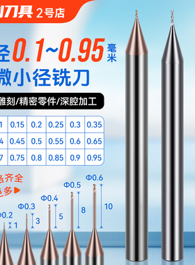 55度小径铣刀钨钢合金0.2小径深沟刀小数点小直径铣刀0.3 0.5 0.8