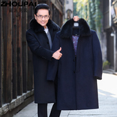 冬季 羊毛呢子风衣 外套加绒加厚长款 新款 中老年毛呢大衣男爸爸冬装