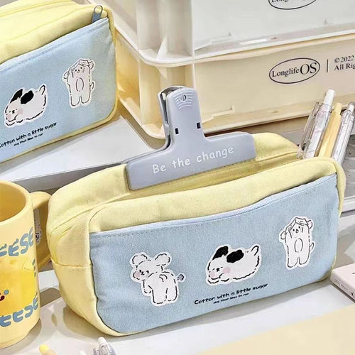 三只小狗2025新款笔袋海盐芝士苏在在同款大容量文具袋高颜值ins风女孩款文具盒简约小众不撞款铅笔盒男孩款