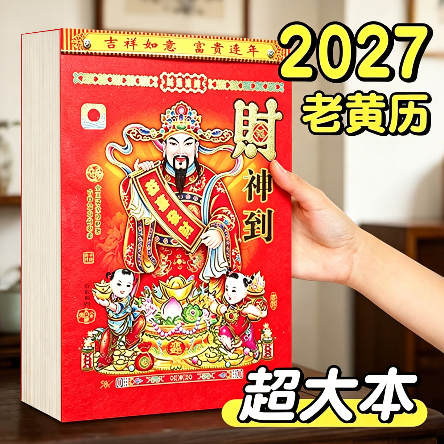 日历2027年新款大本老黄历挂历家用挂墙大号传统黄历老式手撕大号万年历挂式农历年历老皇历台历马年一天一张