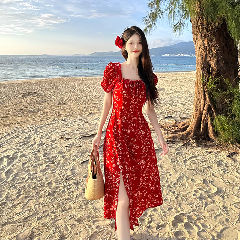 luxunxi鹿寻溪红色连衣裙连衣裙