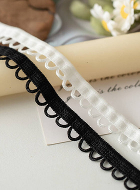 1.3CM白黑色弹力绳孔松紧带 女装童装背部收束松紧裙装饰花边辅料