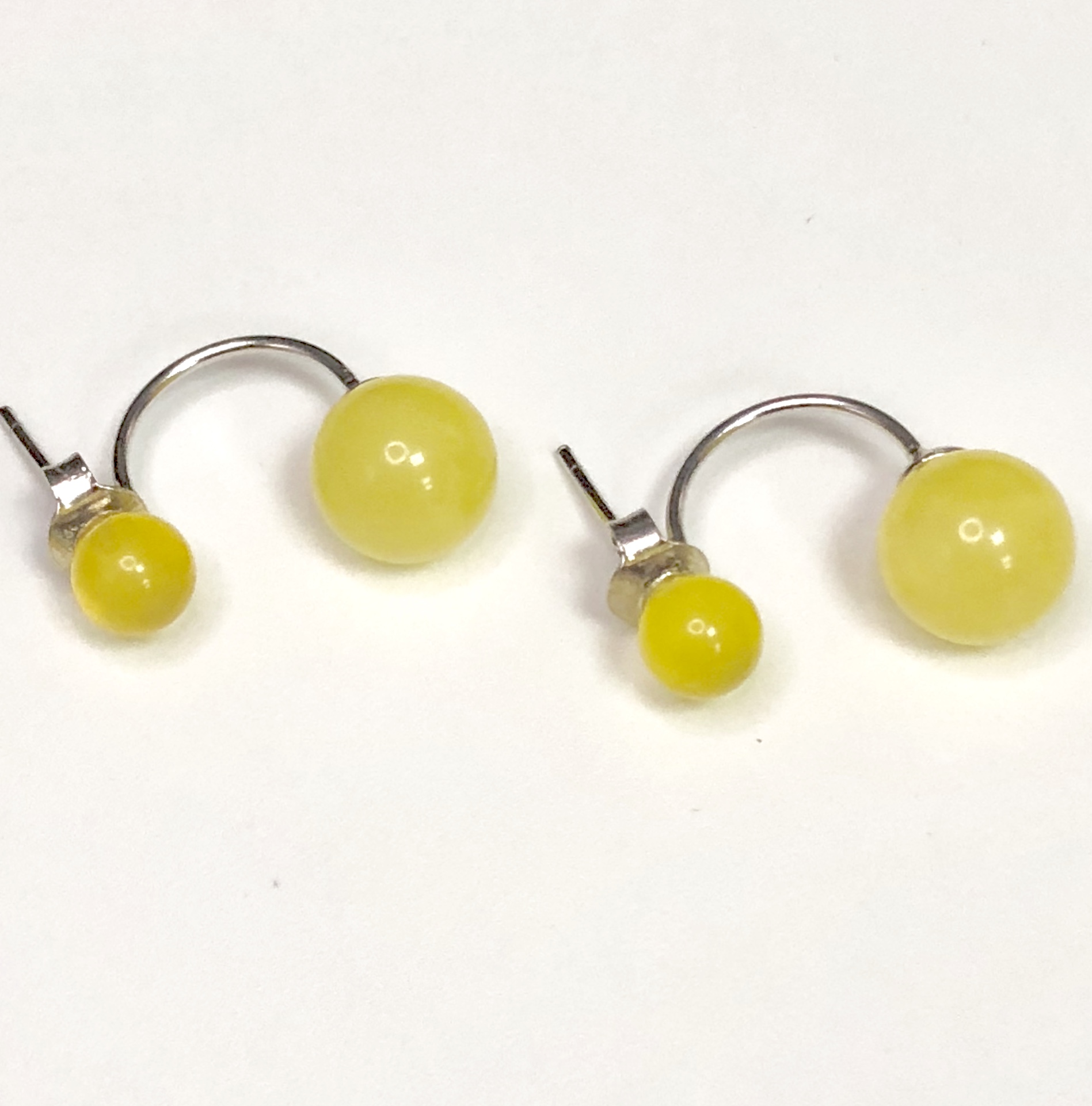 波蘭天然血珀琥珀耳釘雙珠純銀