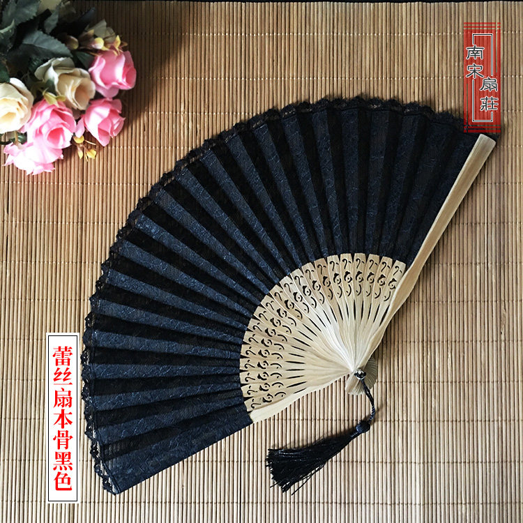 中国风古典蕾丝扇子女式折扇小绢扇女扇古风扇子礼品扇包邮夏扇