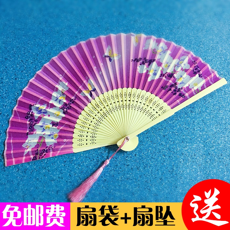 扇子折扇中国风女日式和风小扇子跳舞道具夏季日用古典真丝折叠扇