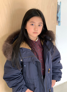 不不家女童加厚羽绒服2025冬季儿童连帽大毛领保暖外套洋气派克服