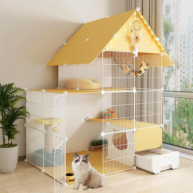 宠趣汇猫别墅家用室内猫笼超大自由空间猫砂盆一体猫城堡窝猫厕所