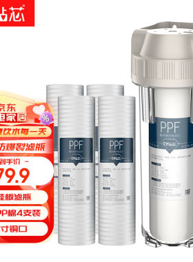 钻芯净水器过滤器前置过滤器铜口透明滤瓶滤壳PP棉前置过滤筒净水