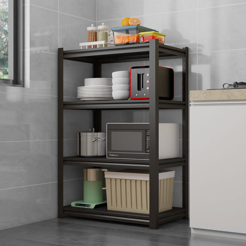 美亿莱厨房置物架不锈碳钢货架家用微波炉架落地收纳储物架烤箱架