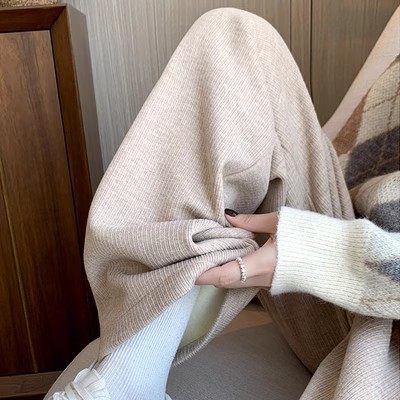 韩国羊绒阔腿裤女春秋2024新款