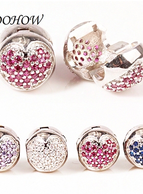 diy铜镀白金锆石钻定位夹手链